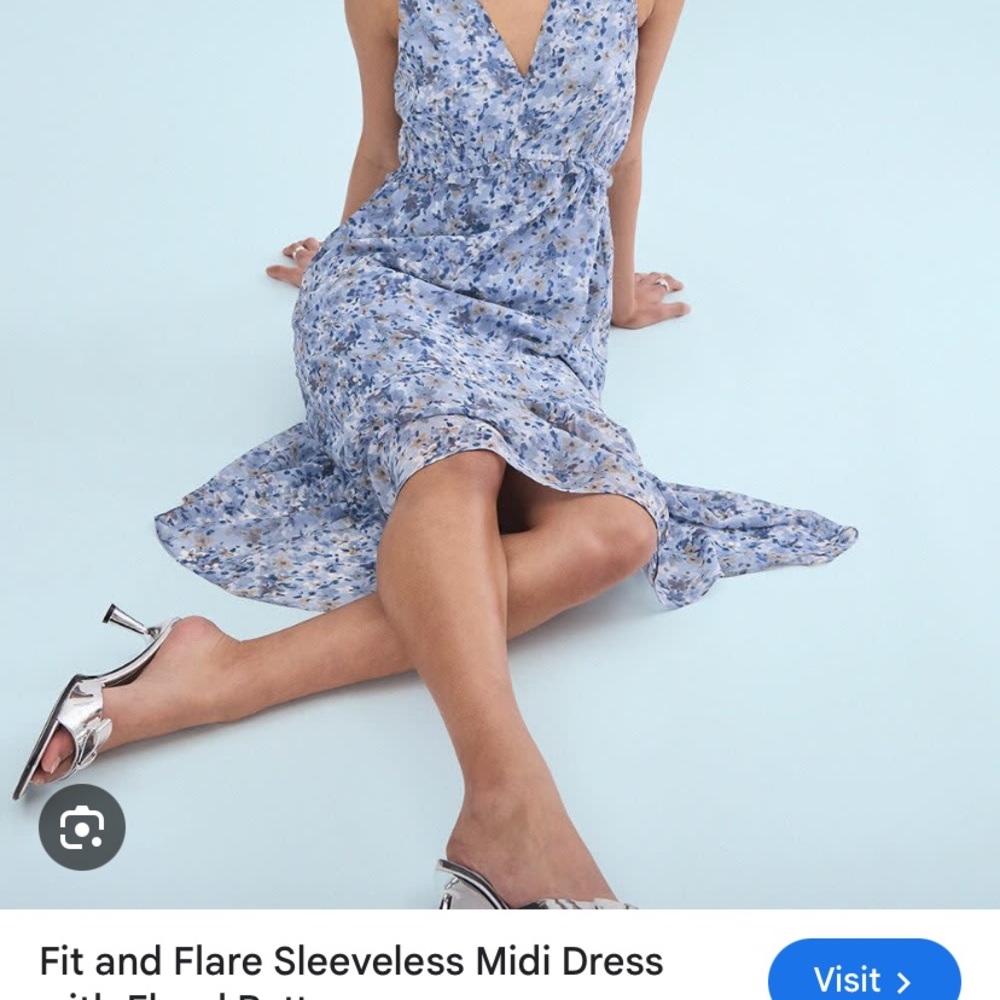 RW&CO. Blue Floral Asymmetrical Dress